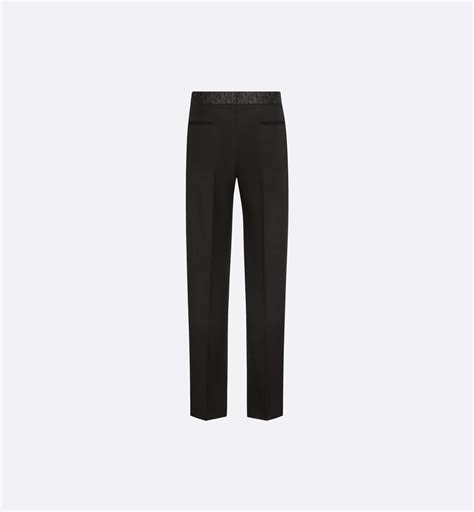 pantalon dior noir|Pantalon à ceinture Dior Oblique Sergé de laine vierge noire .